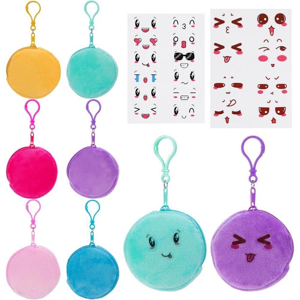 Personalized Plush Coin Purse Set With Cartoon Stickers - Creative Fun For Kids